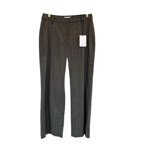 & Other Stories Glen Plaid Straight Leg Trousers Grey Black 6 NWT Wool Cotton - Picture 1 of 5